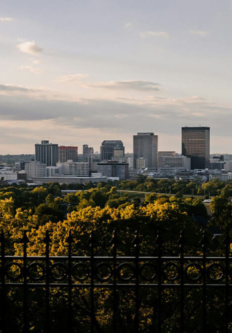 Dayton Ohio skyline taken from Woodland Cemetery