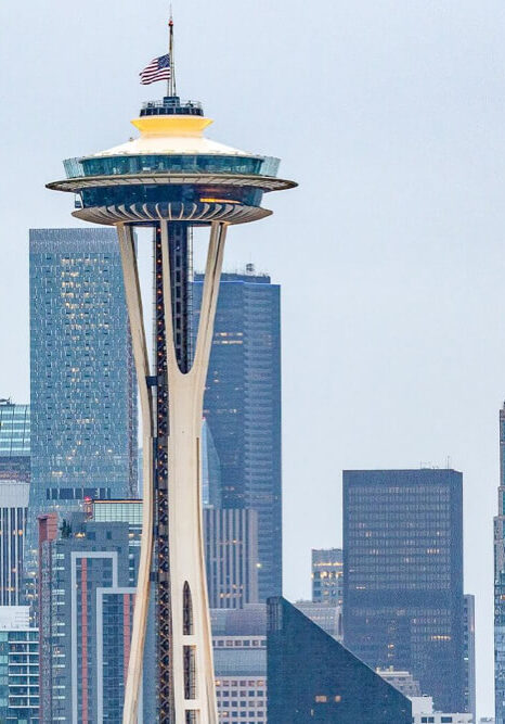 Space Needle with the US Flag flying at half-staff (1)